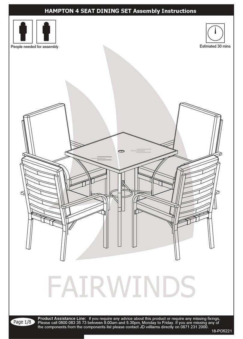 JD Williams Ltd. HAMPTON 4 SEAT DINING SET Assembly instructions JD Williams Ltd. HAMPTON 4 SEAT DINING SET Assembly instructions