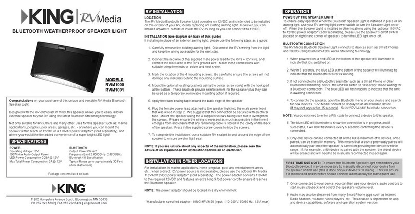 KING RVM1000 instructions