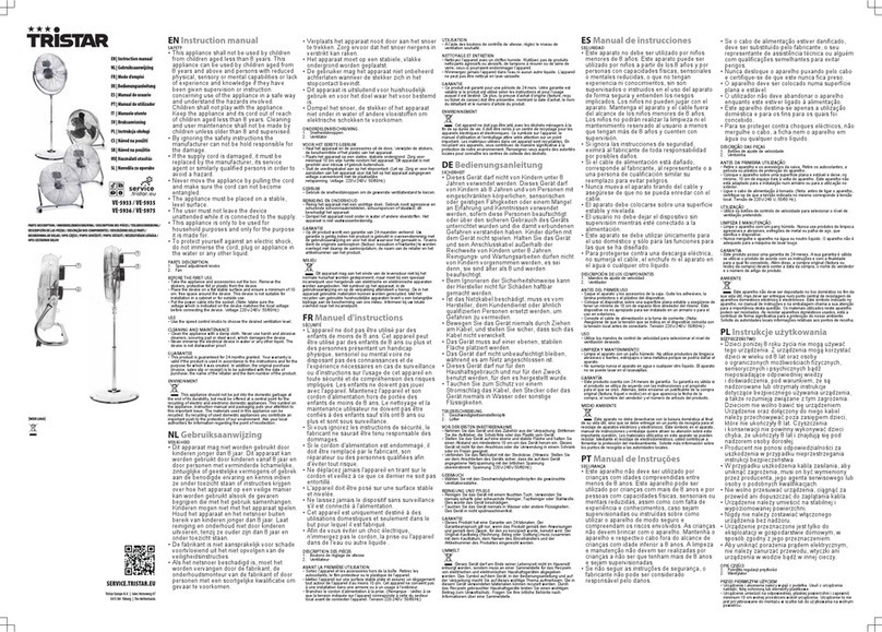 TriStar VE-5933 User manual TriStar VE-5933 User manual