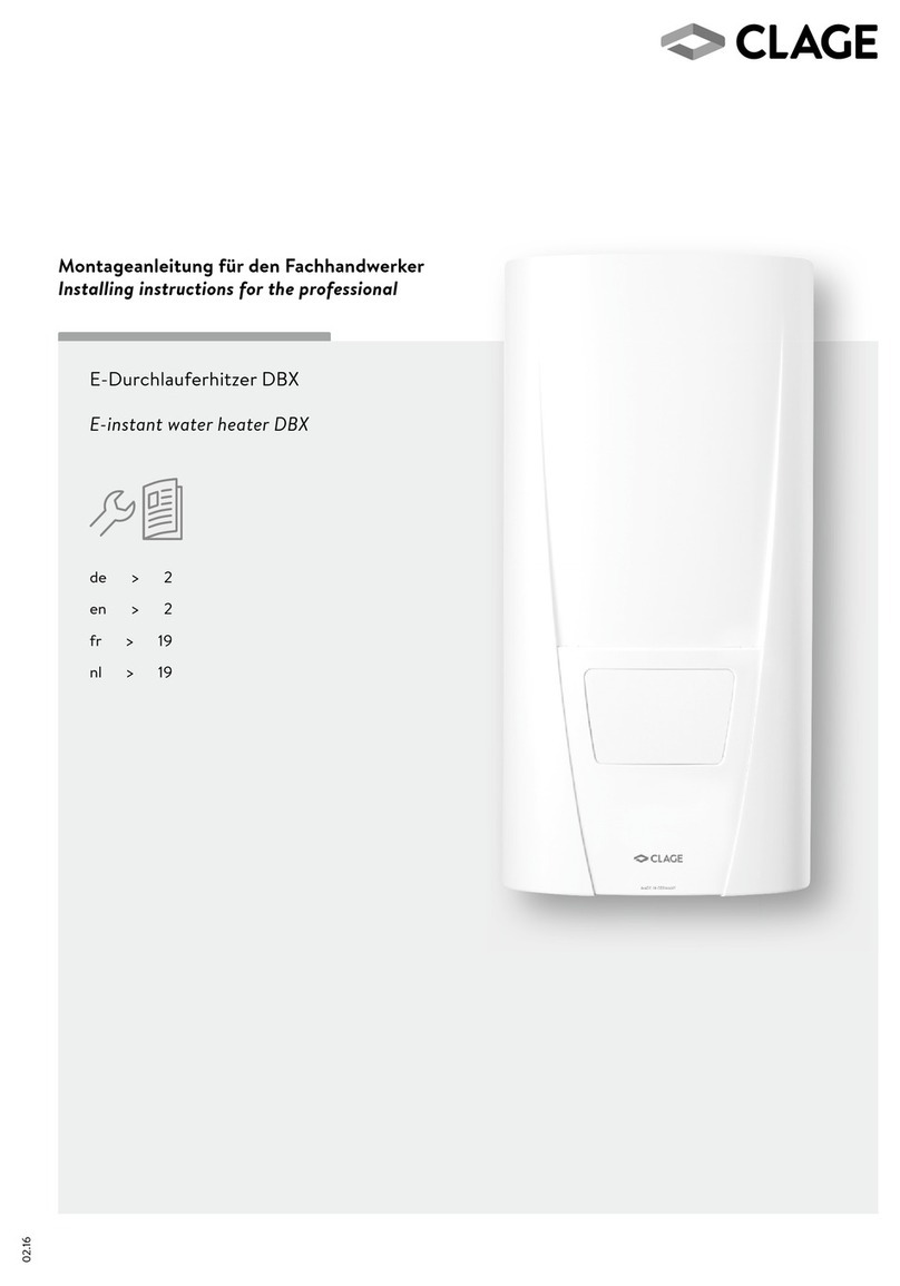 clage DBX 18 BASITRONIC Installing instructions clage DBX 18 BASITRONIC Installing instructions