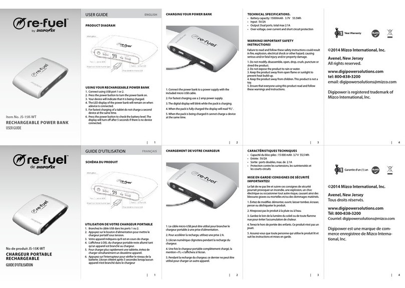 DigiPower re-fuel JS-15K-WT User manual
