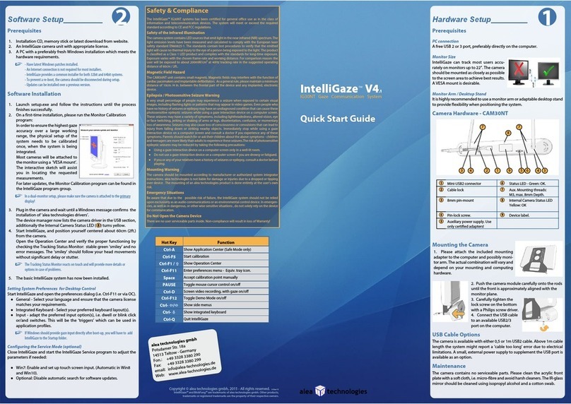 Alea Technologies IntelliGaze CAM30NT quick start guide
