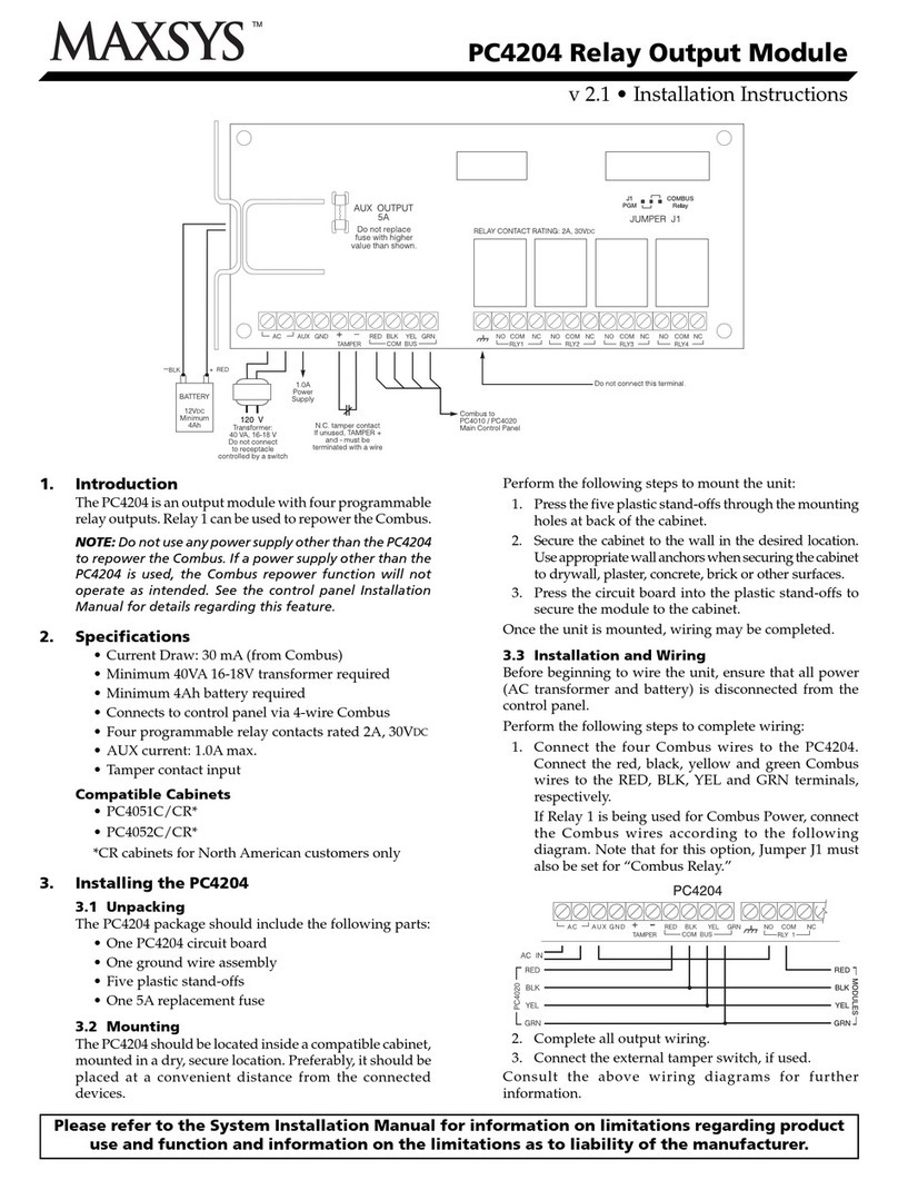 Maxsys PC4204 installation instructions