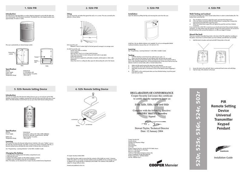 Cooper Menvier 520r installation guide