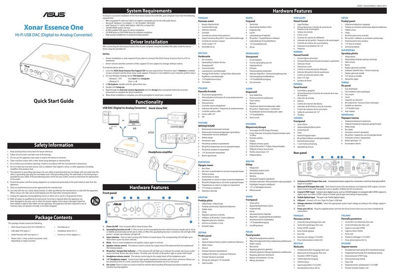 Asus XONAR ESSENCE - Sound Card - 192 kHz quick start guide