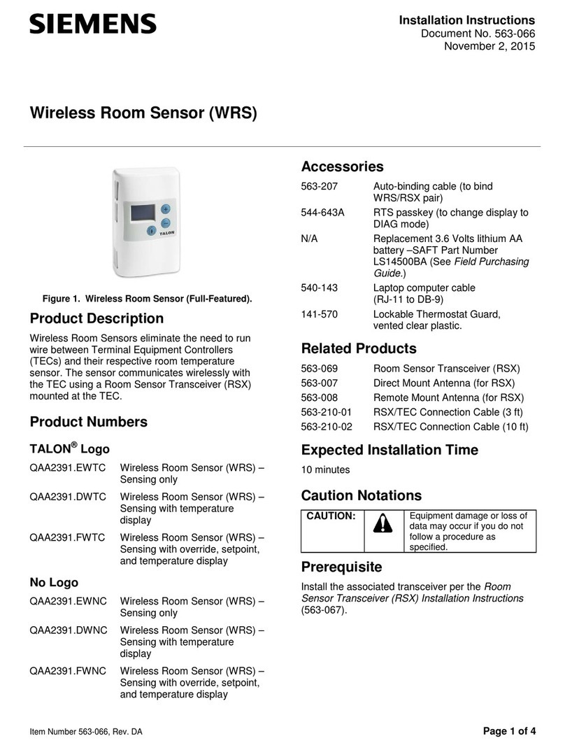 Siemens QAA2391.EWTC installation instructions