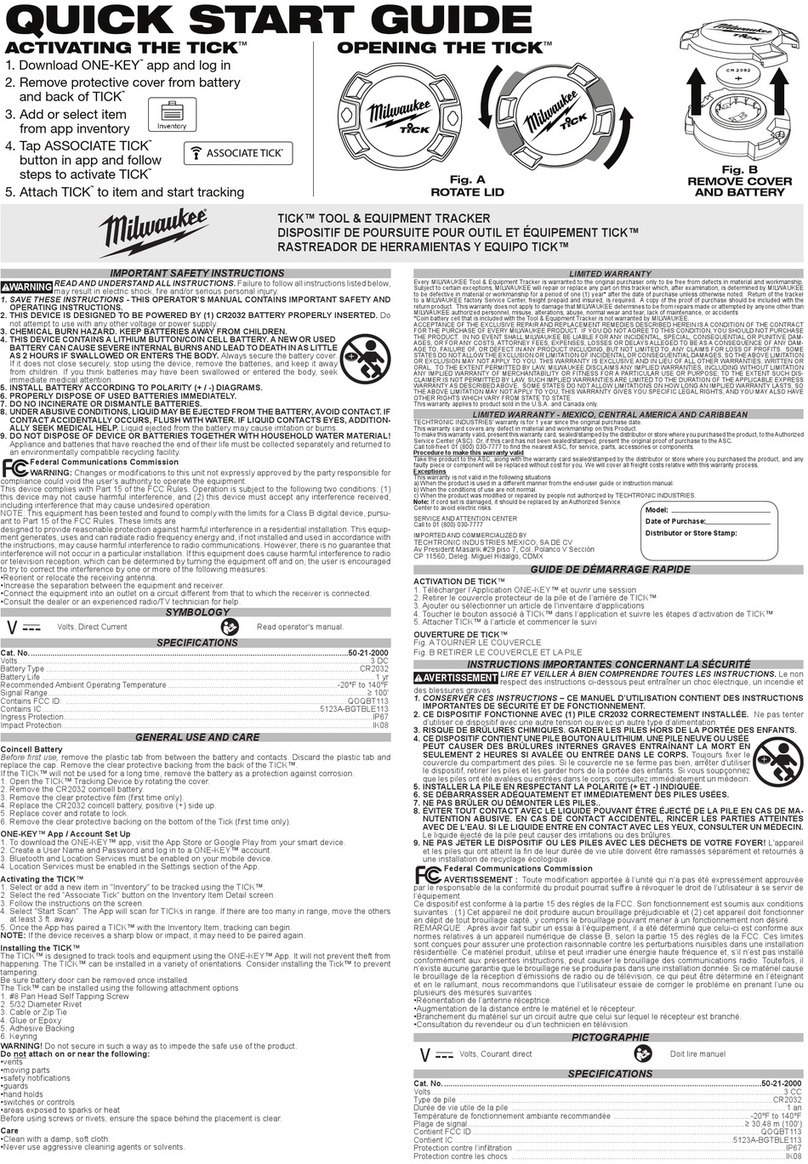 Milwaukee TICK quick start guide