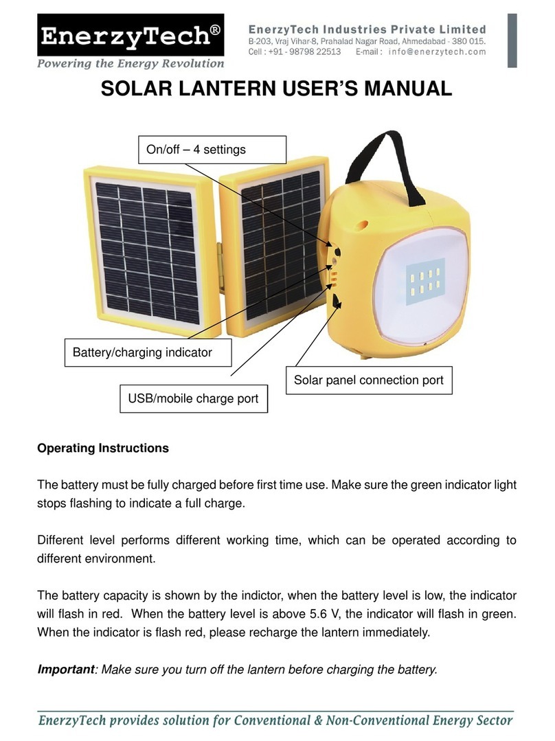 Enerzytech Solar Lantern user manual