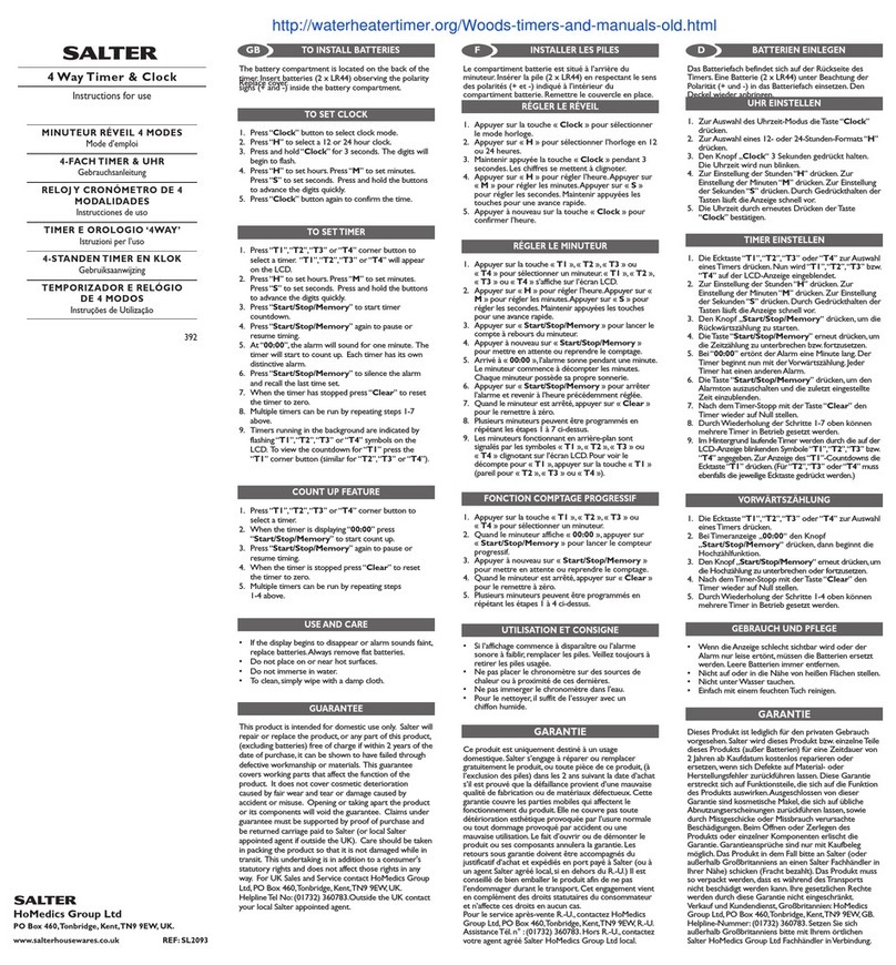 Salter 4 Way Timer & Clock User manual