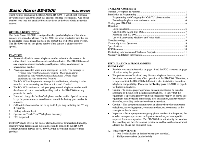 Control Products BD-5000 instruction manual