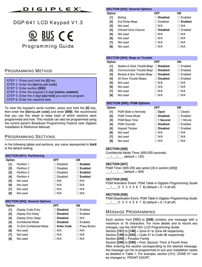 Digiplex DGP-641 Operating instructions