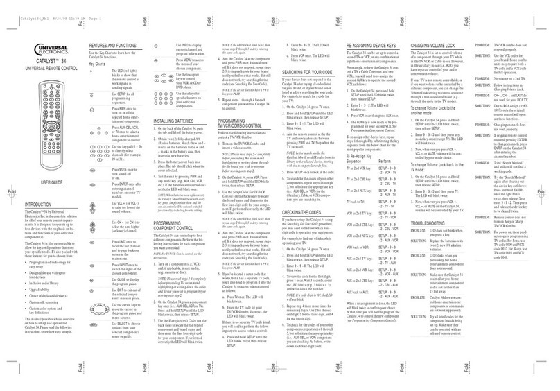 Universal Electronics CATALYST 34 User manual