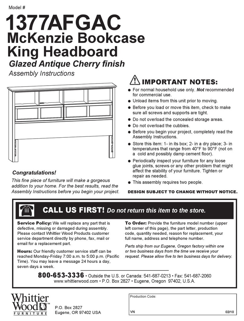Whittier Wood McKenzie Bookcase King Headboard Assembly instructions