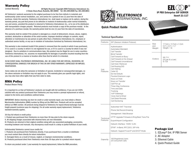 Teletronics International EZLoop 21-117 User manual
