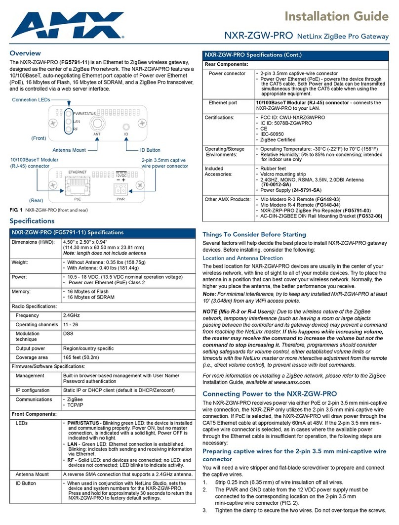 AMX NXR-ZGW-PRO User manual