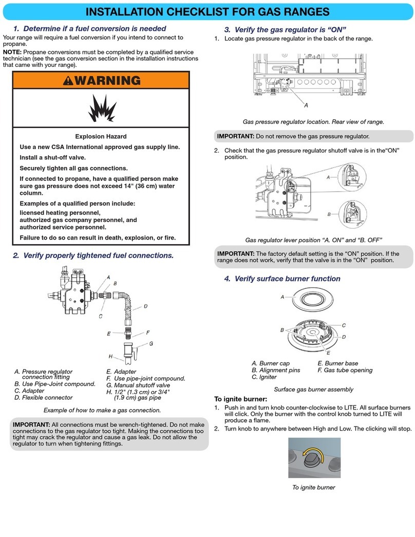 Whirlpool WFG320M0BB Installation checklist Whirlpool WFG320M0BB Installation checklist