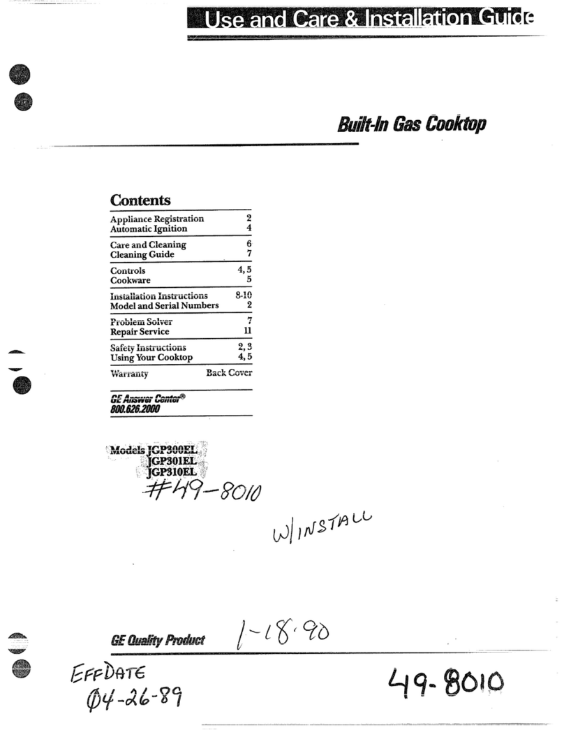 GE JGP310EL Use, care and installation guide