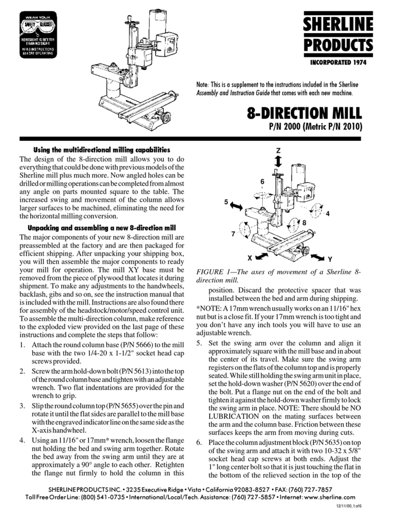 Sherline Products 8-DIRECTION MILL Supplement manual