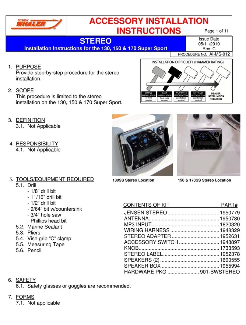 Boston Whaler Stereo installation instructions