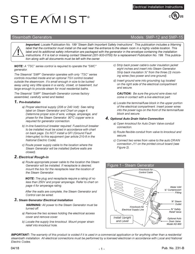 Steamist SMP-12 Electrical installation instructions