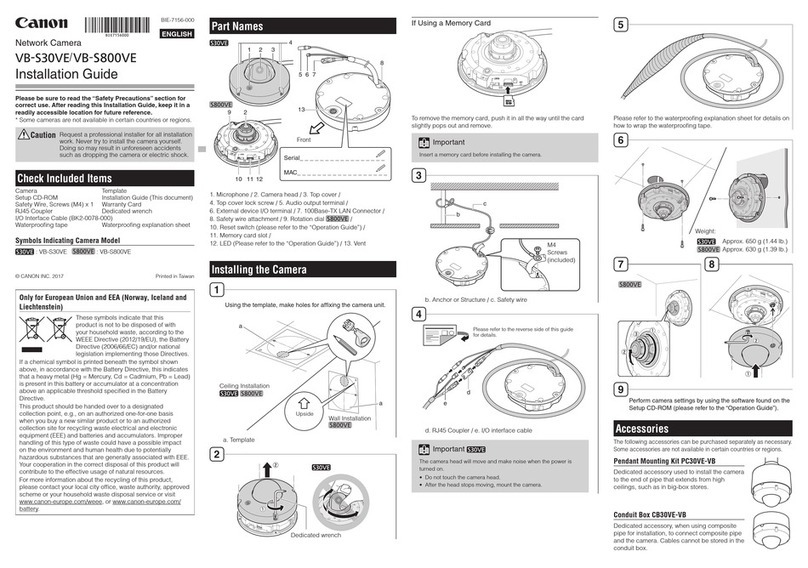 Canon VB-S800VE installation guide Canon VB-S800VE installation guide