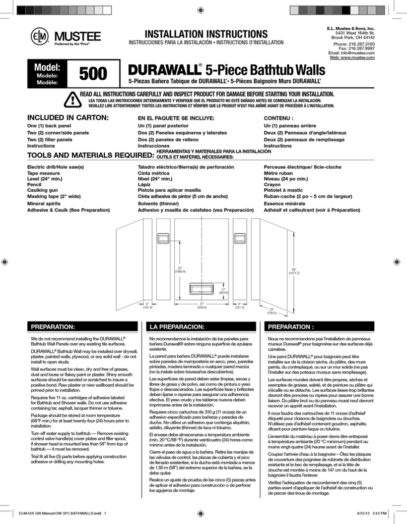 Mustee DURAWALL 500 installation instructions Mustee DURAWALL 500 installation instructions