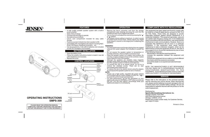 Jensen SMPS-300 operating instructions