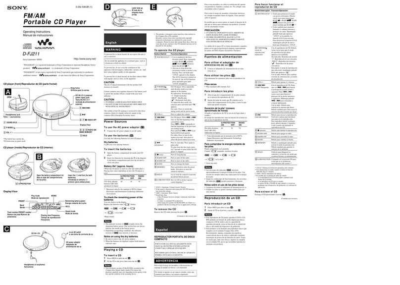 Sony Walkman D-FJ211 User manual