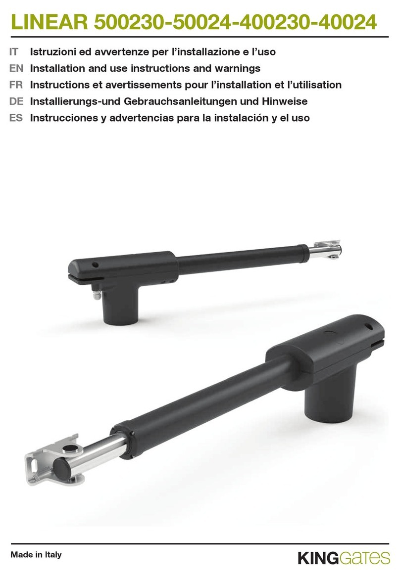 King gates LINEAR 500230 Installation and use instructions and warnings