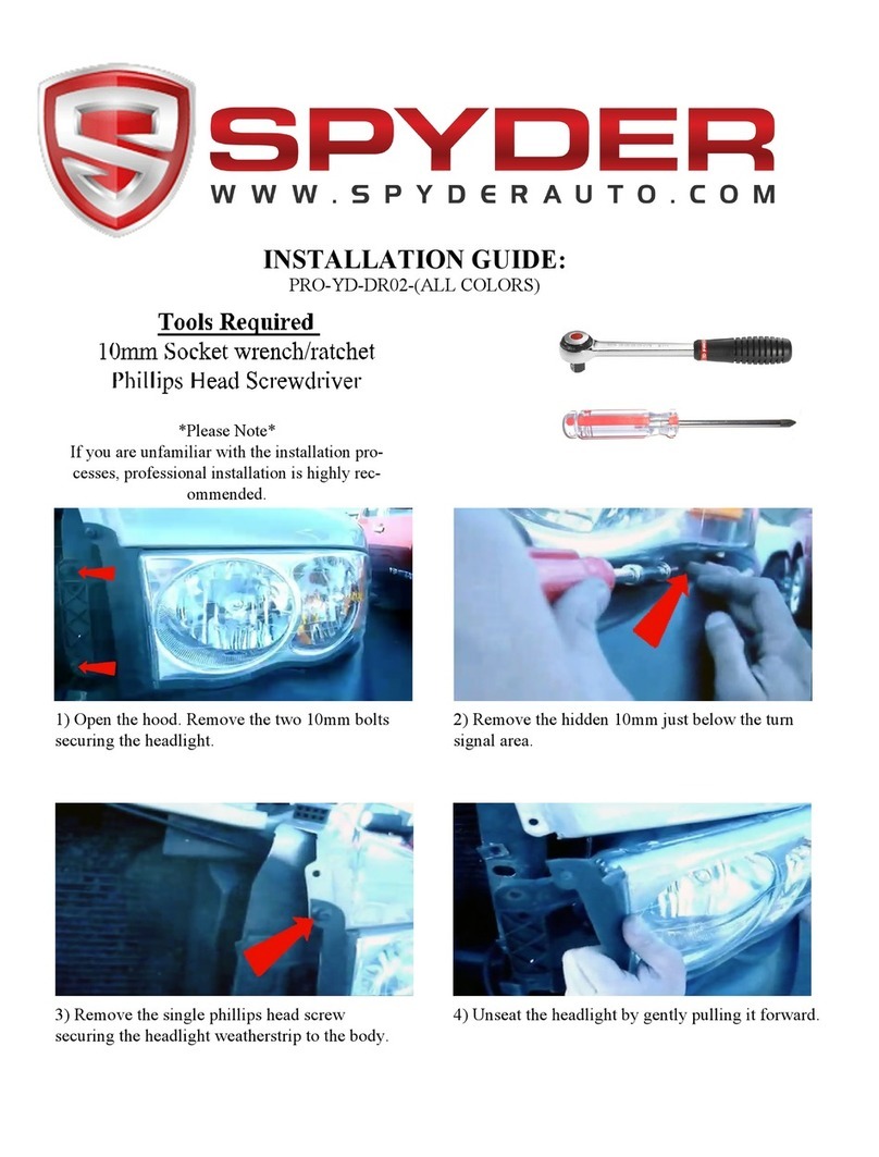 Spyder Auto PRO-YD-DR02 Series installation guide Spyder Auto PRO-YD-DR02 Series installation guide