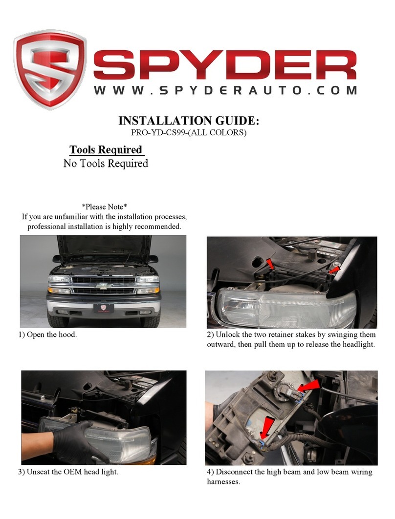 Spyder Auto PRO-YD-CS99 Series installation guide Spyder Auto PRO-YD-CS99 Series installation guide