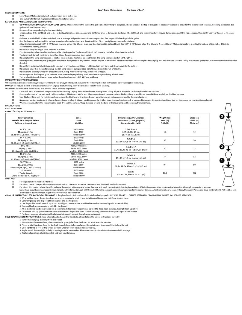 Life Span Lava Brand Motion Lamp instructions Life Span Lava Brand Motion Lamp instructions