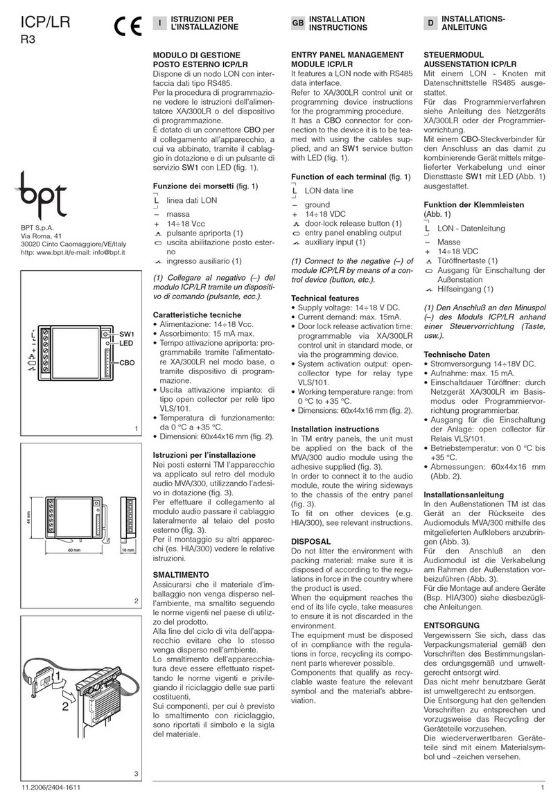 Bpt ICP/LR R3 User manual