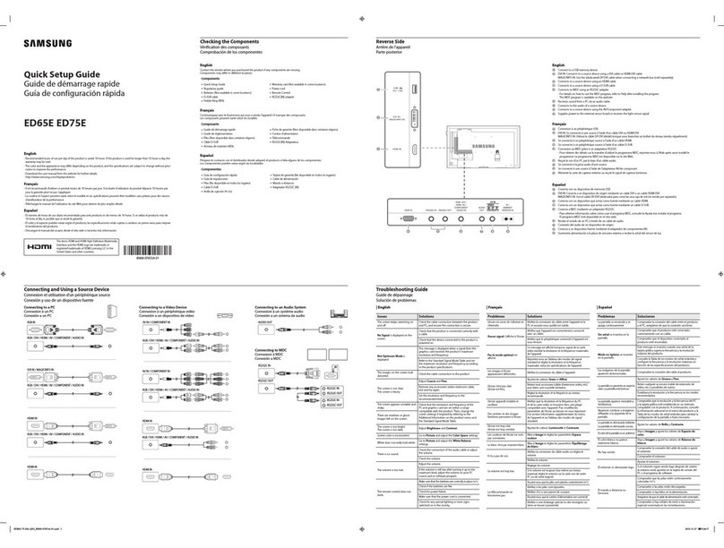 Samsung ED65E Quick setup guide