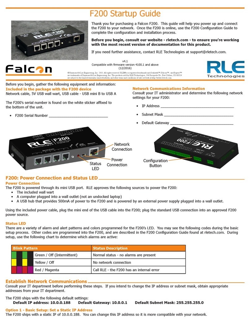 RLE Technologies Falcon F200 Startup guide
