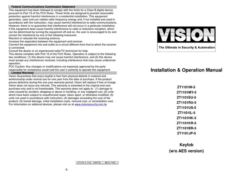 Vision ZT1101IN-5 Installation & operation manual
