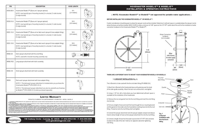 Glendinning HOSEMASTER MODEL-S Installation & operation instructions