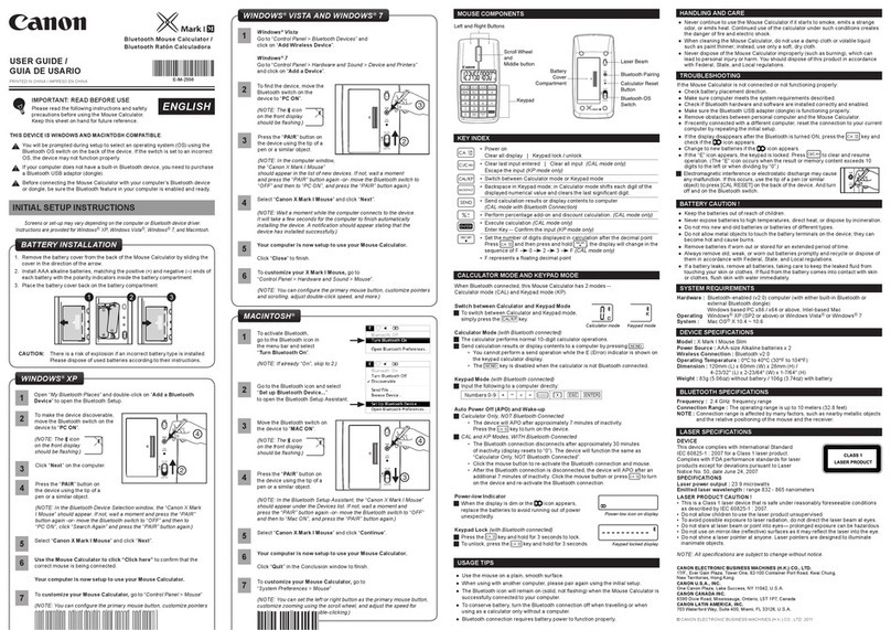 Canon X Mark I Mouse Slim User manual