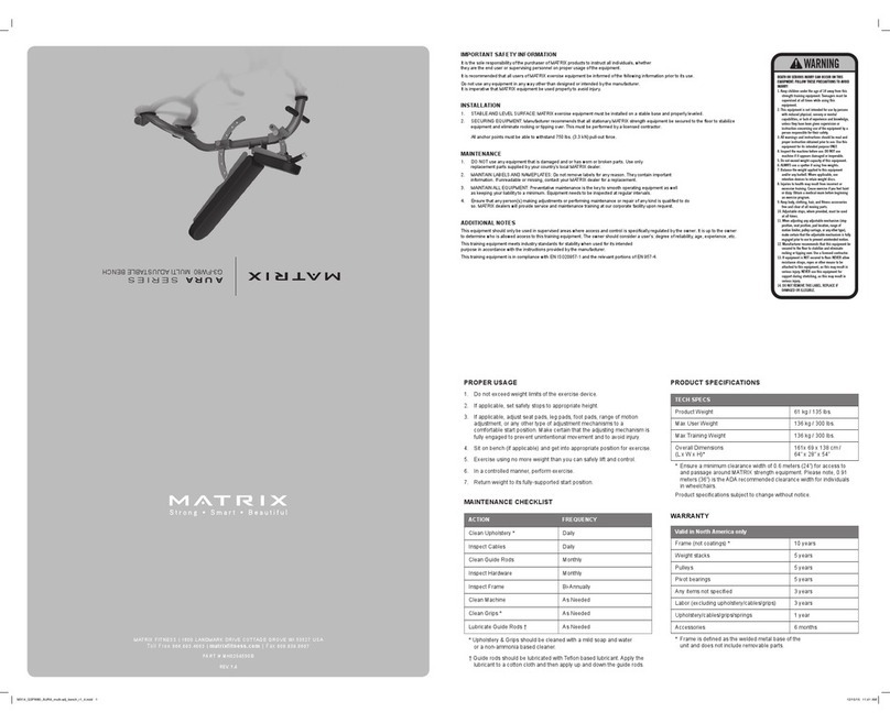 Matrix Fitness G3-FW80 User manual