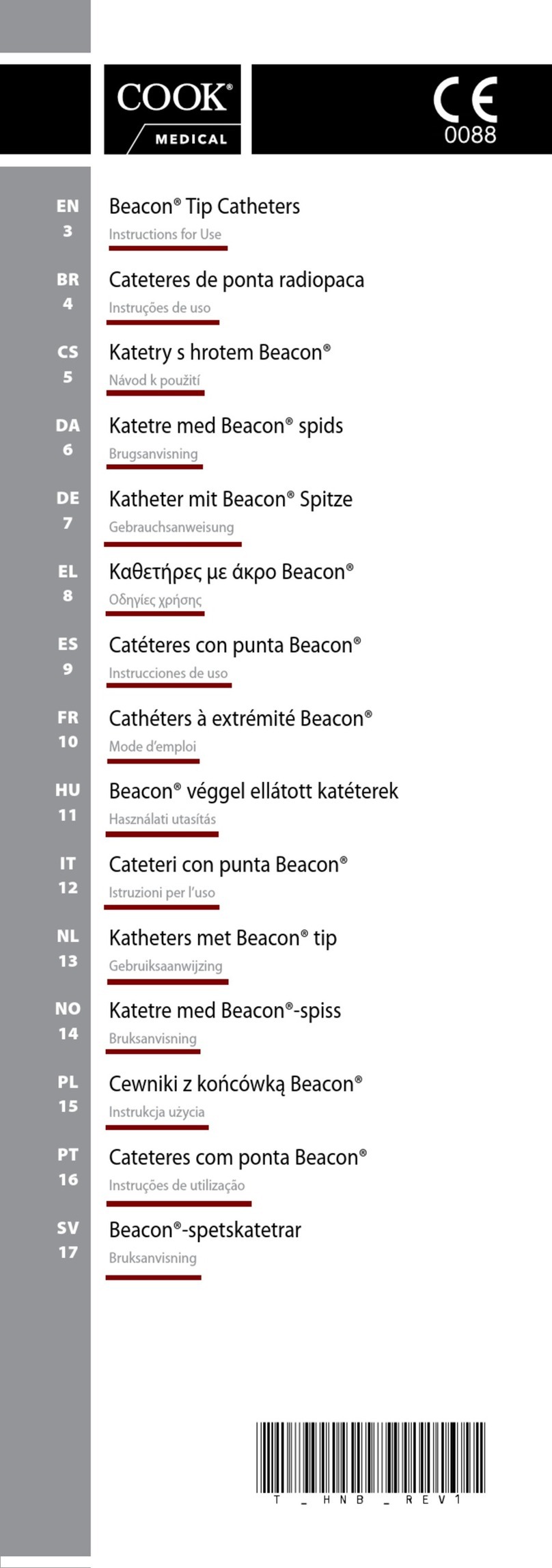COOK Medical Beacon Tip Catheters Instructions for use