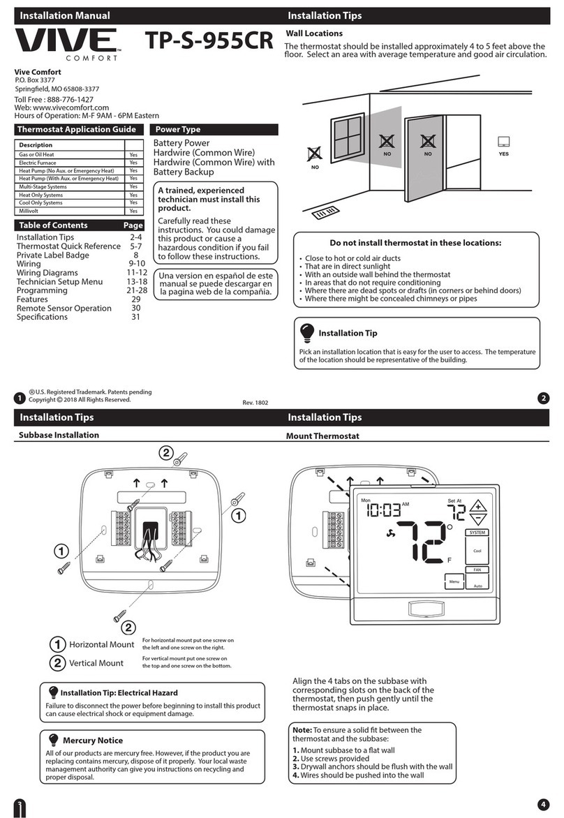 Vive Comfort TP-S-955CR installation manual