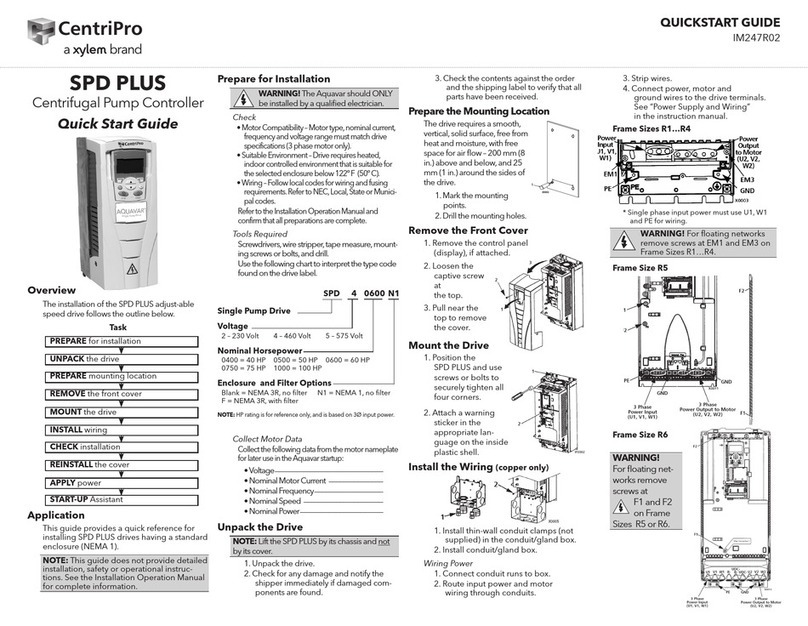 CentriPro Aquavar  SPD PLUS quick start guide