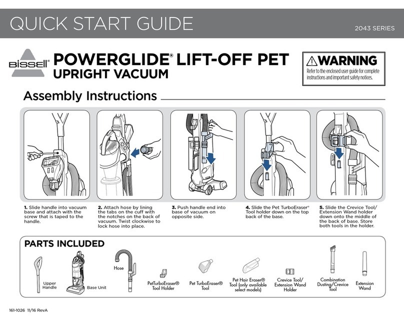 Bissell POWERGLIDE LIFT-OFF PET quick start guide