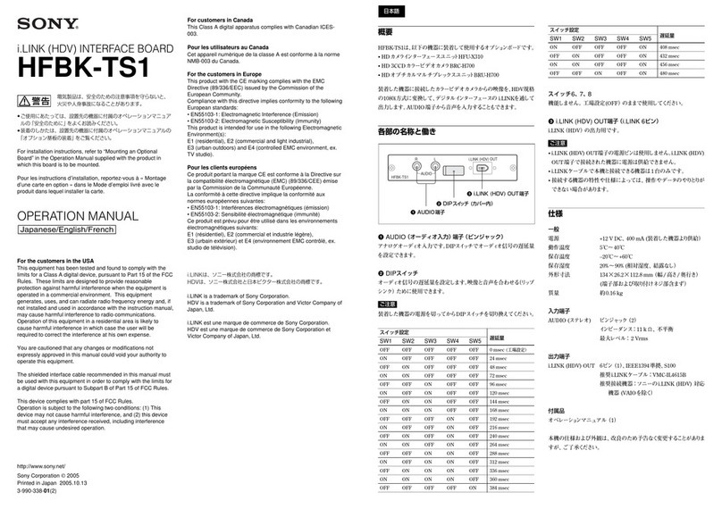 Sony HFBK-TS1 User manual