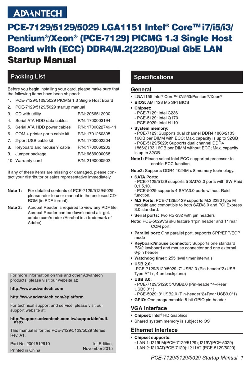 Advantech PCE-7129 Installation and operation manual Advantech PCE-7129 Installation and operation manual