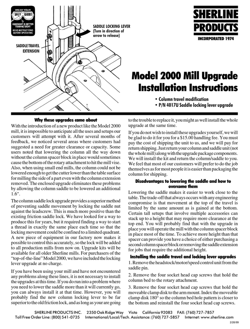 Sherline Products 2000 installation instructions