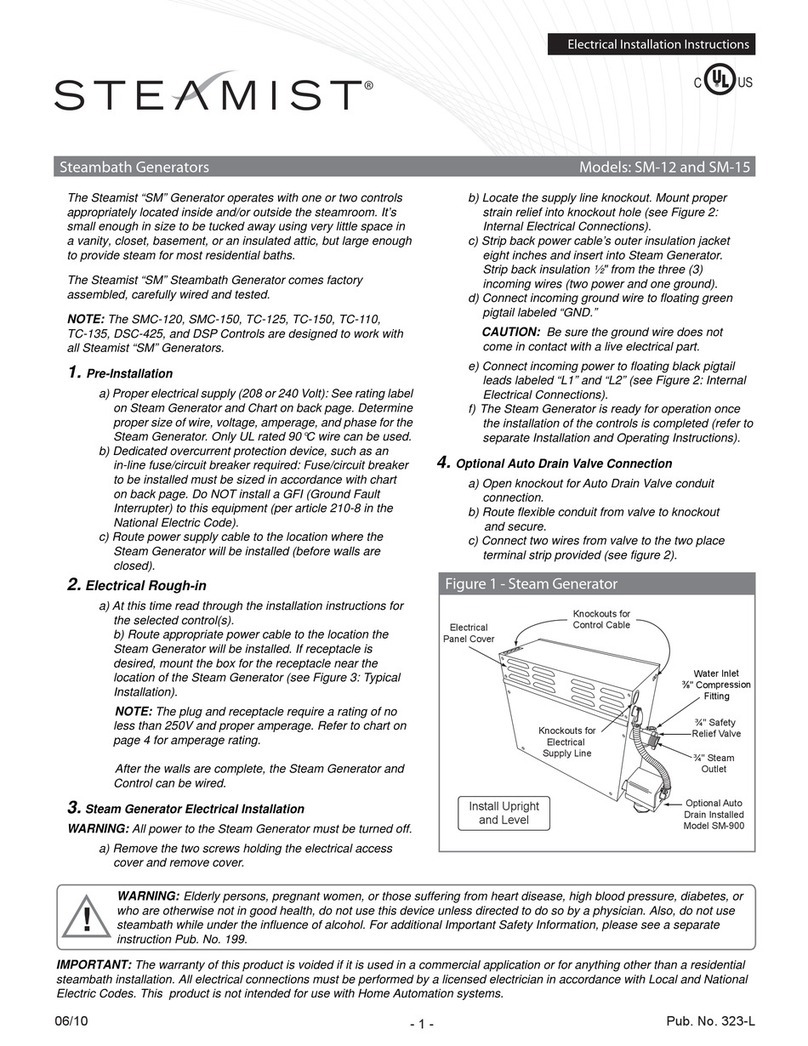 Steamist SM-12 Electrical installation instructions