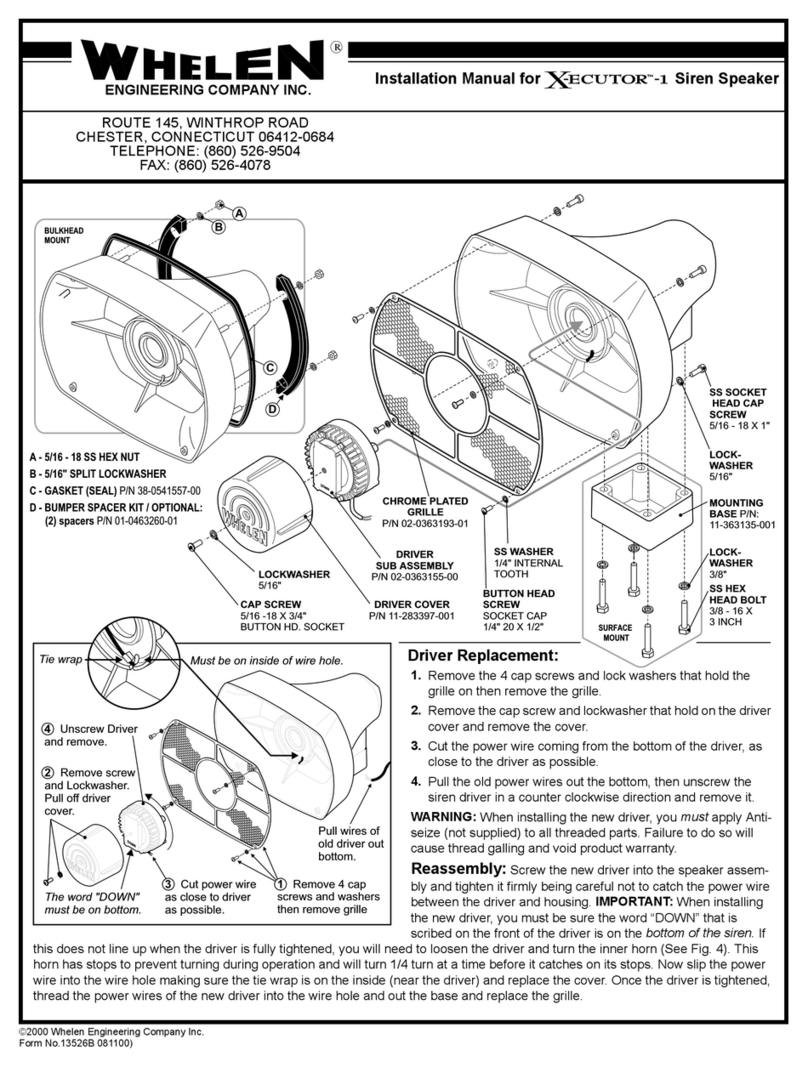 Whelen Engineering Company X-ECUTOR -1 installation manual