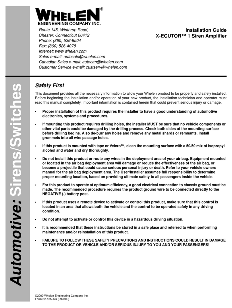 Whelen Engineering Company X-ECUTOR 1 installation guide Whelen Engineering Company X-ECUTOR 1 installation guide
