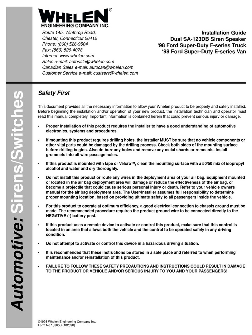 Whelen Engineering Company SA-123DB installation guide